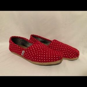 Toms Womens Size 7  Flats Red White Polka Dot